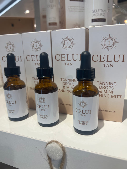 Tanning drops and mini mitt